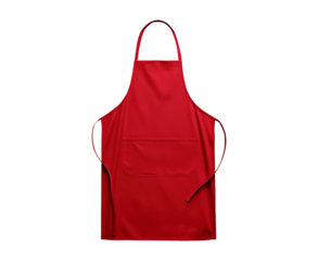 Vibrant red apron for kitchen and cooking activities on transparent background, PNG