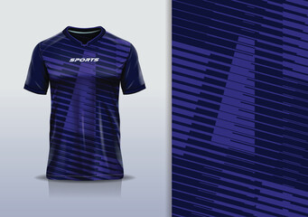 T-shirt mockup abstract stripe line jersey design for football, soccer, racing, esports, running, in purple color © Nimpuna O