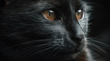 Close-Up of a Black Cat With Intense Golden Eyes