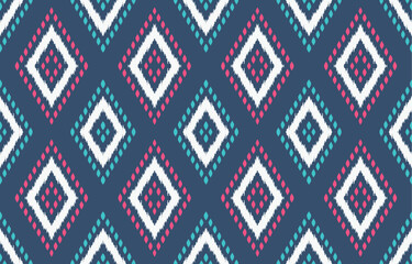 Ethnic abstract ikat art. Fabric Morocco, geometric pattern color oriental. Design for background textile, fabric, curtain, carpet, wallpaper, clothing, wrapping, Batik.