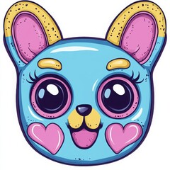 Fototapeta premium Kawaii Style Wrestling Mask Character with Big Eyes and Heart Motifs