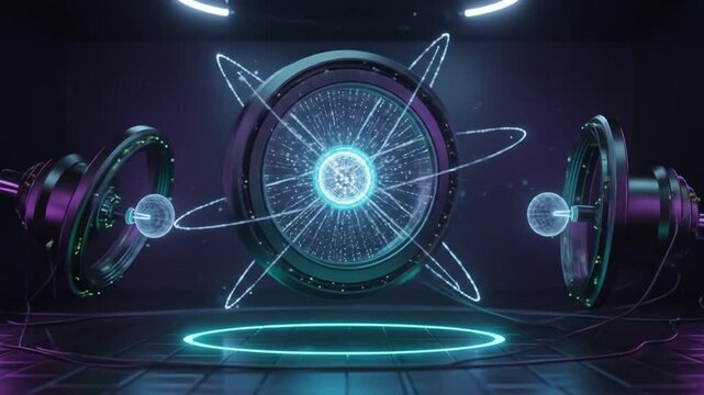 Abstract atom fusion science technology animation