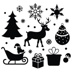 Fototapeta premium A collection of classic christmas icons, isolated on white background
