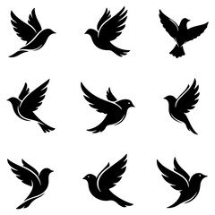 A beautiful set of birds with a celestial, cosmic, and starry design theme