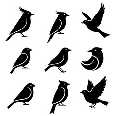 A high quality editable set of birds designed with an origami paper fold effect