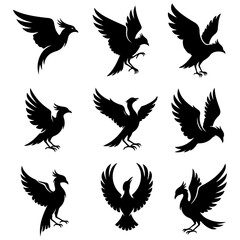 Fototapeta premium Collection of well editable single-line art bird illustrations in a modern style