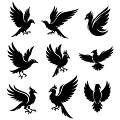 Set of high quality editable hand-drawn style artistic birds for an organic feel