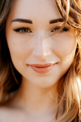 bride against the background of a yellow sunset
