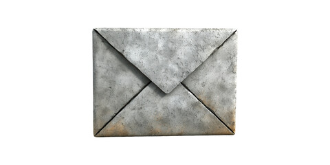 Metallic Envelope Sculpture Symbolizing Communication And Durability Isolated On Transparent Background