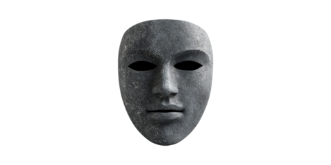 Stone Textured Mask. Symbol Of Mystery And Identity Concealment Isolated On Transparent Background