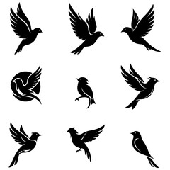 Collection of beautifully artistic bird forms in a well editable, abstract style