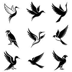Beautifully simple set of high quality editable minimalist bird vectors for artistic projects