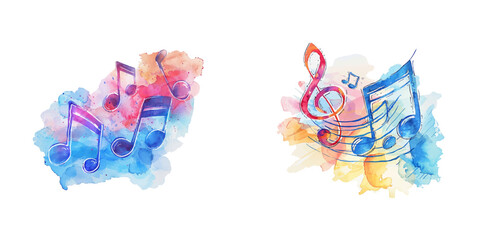 abstract color of music notes watercolor vector illustration