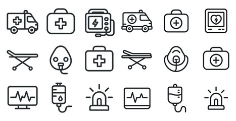 Medical emergency icons for ambulance and first aid kits design