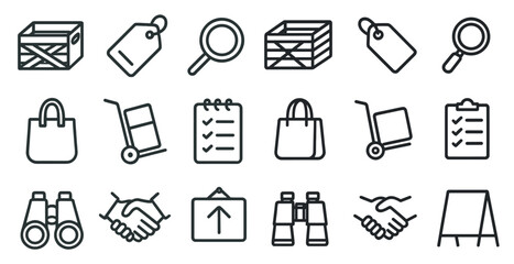 Shopping and delivery icons for e-commerce and logistics design needs