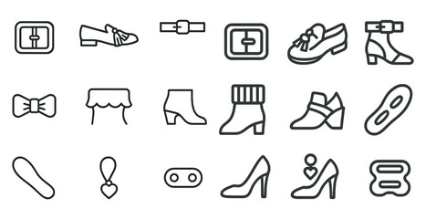 Fashion accessories and footwear icons for modern design projects