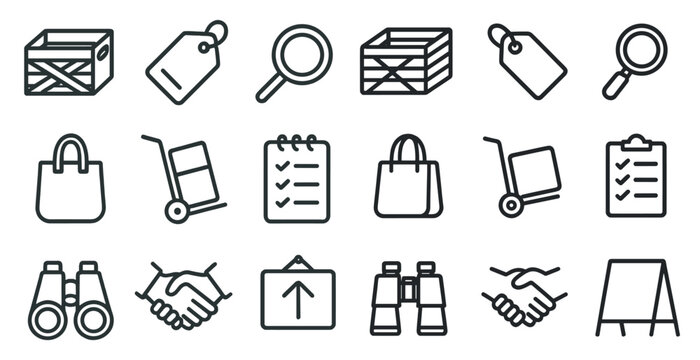Shopping and delivery icons for e-commerce and logistics design needs