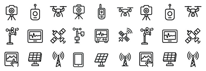 Modern technology icons collection for communication and photography design