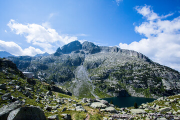 Summer landscape in Vall de Boi in Aiguestortes and Sant Maurici National Park, Spain