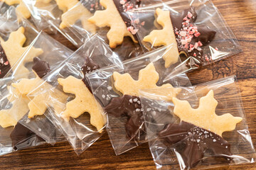 Festive Cookie Packaging with Chocolate-Dipped Christmas Delights