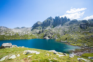 Summer landscape in Vall de Boi in Aiguestortes and Sant Maurici National Park, Spain
