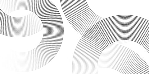 White geometric abstract background overlapping layers on bright space with line effect decoration. Circle style concept modern graphic design element for banner, flyer, card.
