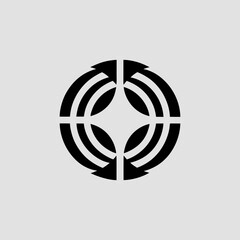 Naklejka premium Modern Geometric Logo Design Abstract Circular Emblem with Arrow-Shaped Elements