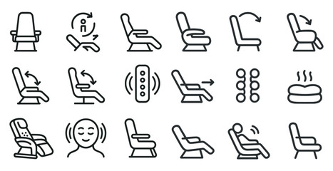 Recliner chair icons for comfort and adjustment features in seating design