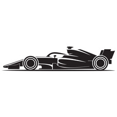 Obraz premium Formula One car line art Vector black silhouette. with white background