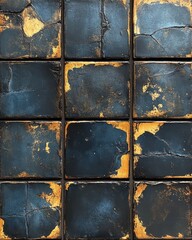 Dark blue and gold patterned tiles