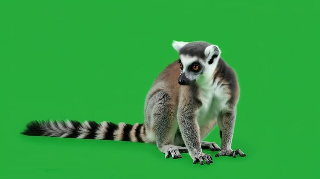 Ring-tailed Lemur on Green Screen
