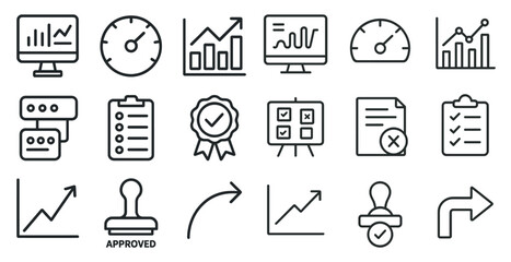 Fototapeta premium Business analysis and approval icons for data presentation