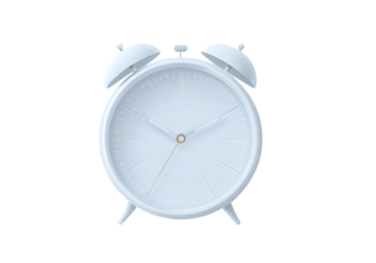 Minimalist white alarm clock time management concept, On Transparent Background