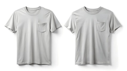 Unisex Pocket Tee Mockup Front And Back On White Background