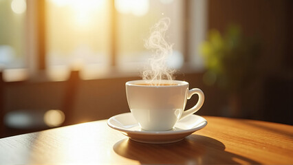 Cozy Coffee Break: A Simple Wooden Table Moment
