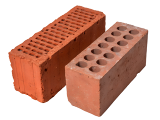 Close-Up of Two Red Bricks Isolated on transparent background, Isolated Png file, Cut-out, Isolate Png, No Background, Isolated object