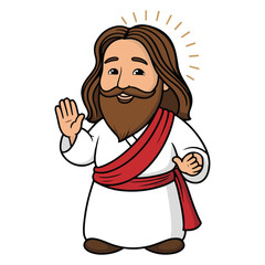 Fototapeta premium Man Carrying Lamb in Robes Vector Icon Bundle