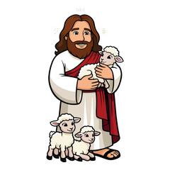 Scene of Devotion Between Shepherd and Lamb Icons