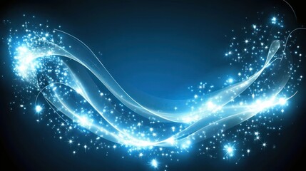 Obraz premium Blue glowing streaks with sparkling dust.