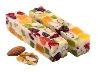 Assorted Fruit and Nut Nougat Candies Isolated on transparent background, Isolated Png file, Cut-out, Isolate Png, No Background, Isolated object