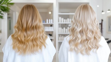 Hair Transformation: A captivating before-and-after perspective of hair, demonstrating an astonishing makeover achieved through professional expertise. witness a breathtaking transformation.