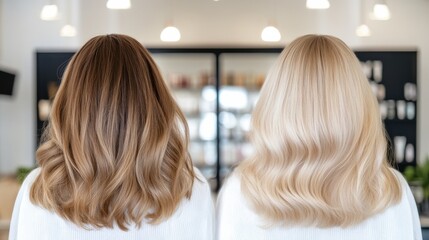 Hair Transformation: Capturing the allure of the hair transition, highlighting the various colors and textures in a beauty salon.