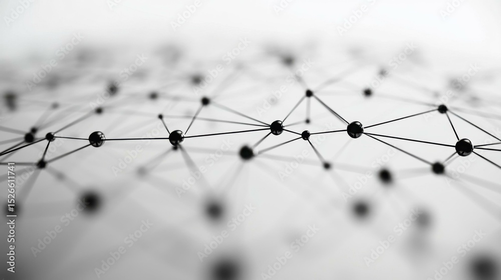 Poster abstract network representation of dark spheres connected by lines