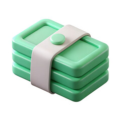3d render of realistic green money stack isolated on transparent background