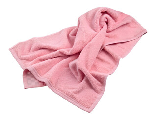 Soft Pink Cotton Bath Towel Isolated on transparent background, Isolated Png file, Cut-out, Isolate Png, No Background, Isolated object