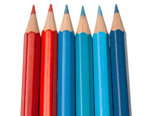Close-Up of Colorful Pencils in a Row Isolated on transparent background, Isolated Png file, Cut-out, Isolate Png, No Background, Isolated object