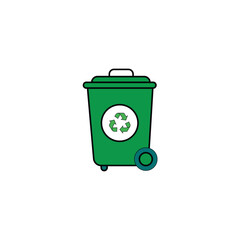 Trash bin with recycle symbol