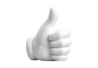White 3d model thumbs up hand gesture positive feedback, On Transparent Background