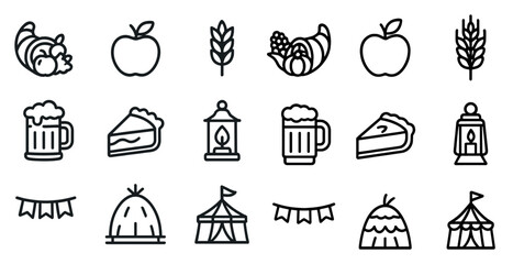 Fototapeta premium Autumn harvest and festival icons for seasonal decorations and designs