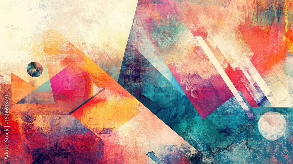 Poster vibrant abstract geometric shapes in colorful texture